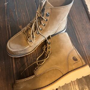 Carhartt Tan Combat Moto Boots with Lace-Up Design
